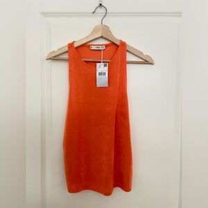 NWT Mango racerback tank top, silky, orange